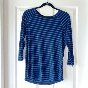blue and black striped top